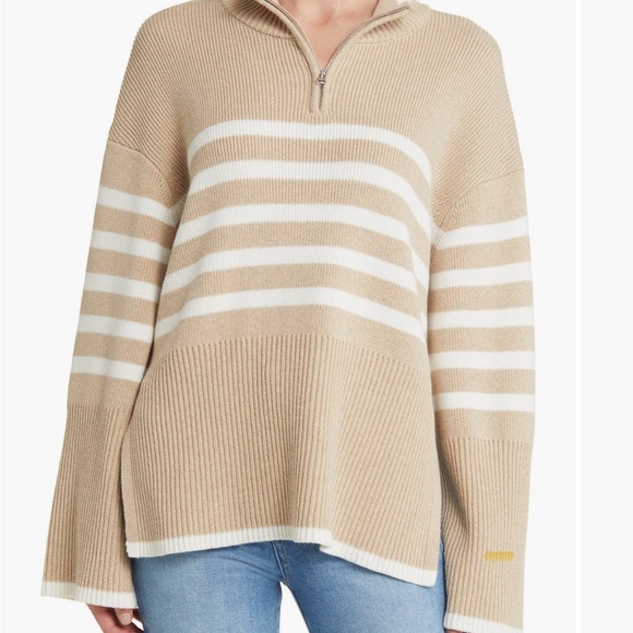 Rails Tessa Stripe wool and cotton quarter-zip pullover - Picture 3 of 13